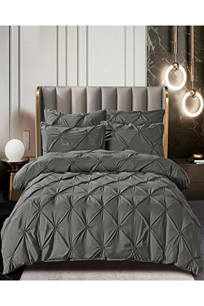 JOJO HOME Lenjerie de pat cu pliuri, tesatura tip finet, pat 2 persoane, 6 pi...