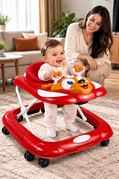 Baby Home Müzikli Kademeli Ayarlanabilir Yürüteç Örümcek Konforlu Yürüteç İlk...