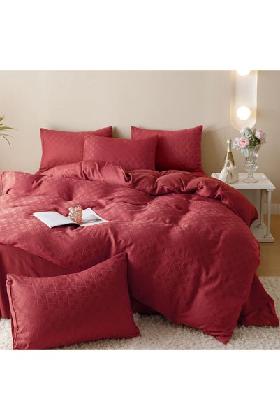JOJO HOME Lenjerie de pat, tesatura tip jacquard finetat, pat 2 persoane, 6 p...