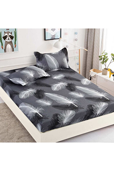 JOJO HOME Husa de pat cu elastic si 2 fete de perna, tesatura tip finet, pat ...