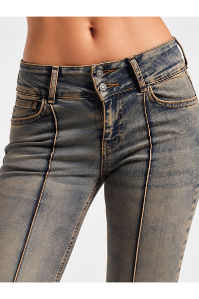Messy Girls Women's Vintage Y2K Bootcut Midrise Mid Waist Stretchy Elastane Fabric Denim Jeans