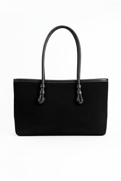 Melos Butik Γυναικεία τσάντα χειρός και ώμου με λεπτομέρεια από μαύρο σουέντ ...