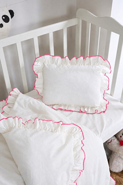 Magnolia Ruffled Baby Bedding Set |   Set of 3 (Duvet Cover-Sheet-Pillowcase)...
