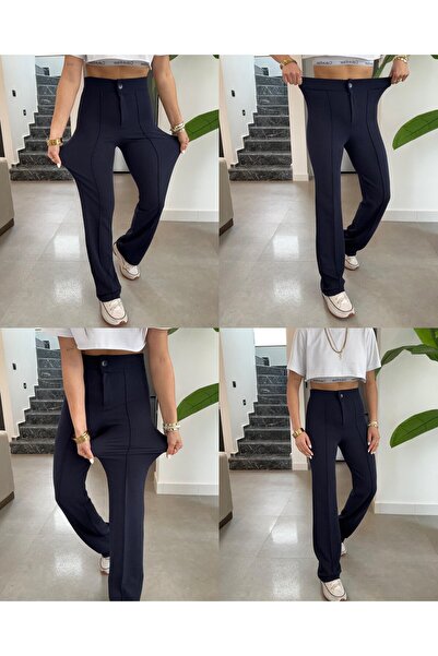 Paw Garage Women's Green Spanish Flare Flexible Pants 36-50 Size Casual and W...