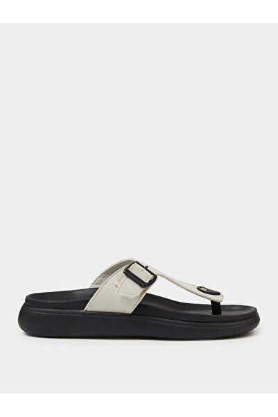 Styli Off White Buckle-Up Comfort Thong Sandals