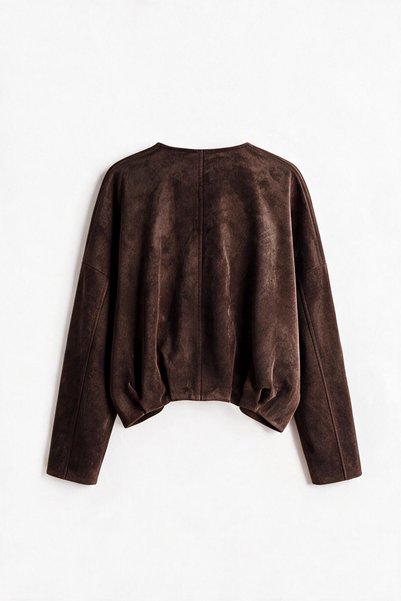 Sue Store Bitter Brown Lined Casual Suede Jacket
