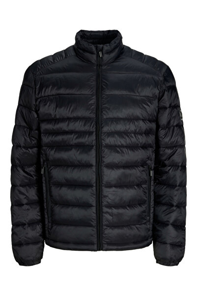 Jack & Jones Black JJEKINGSLEY Solid Puffer Jacket with Zip Closure