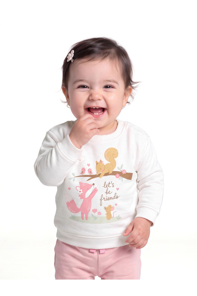 Styli Baby Girl Regular Fit Sweatshirt with Shoulder Snap