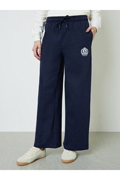 Styli Dark Blue Fleece Wide Leg Joggers