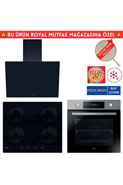 UpA Siyah Turbo Ankastre Set (HO3158IN inox + HVW6MBB Siyah + HDG6C1GBTK)