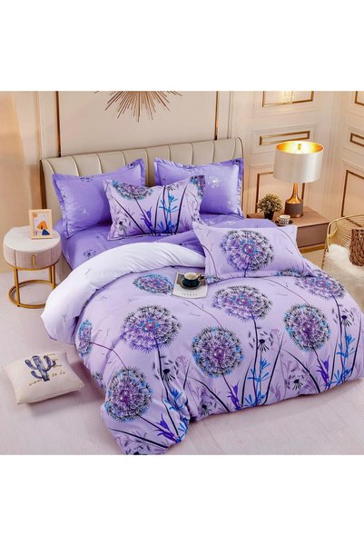 JOJO HOME Lenjerie de pat cu 2 fete, tesatura tip finet, pat 2 persoane, lila...