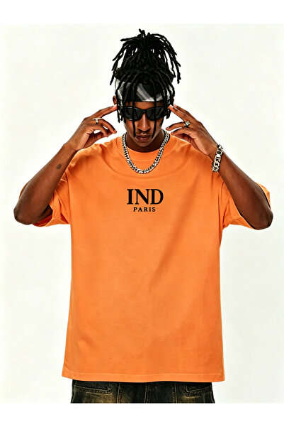 Take Two By Styli Orange Slogan Print Short Sleeves Round Neck T-Shirt