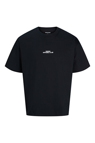 Jack & Jones Black JJBAY Slogan Print Crew Neck Short Sleeves T-Shirt