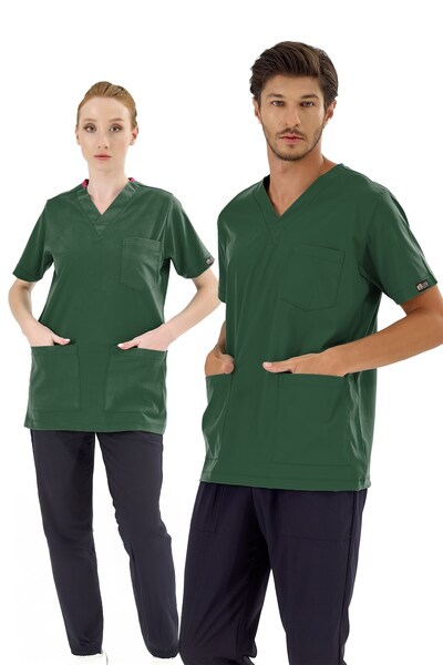 ÇİZGİ MEDİKAL Hunter Green Silva Luxury Lycra Single Top