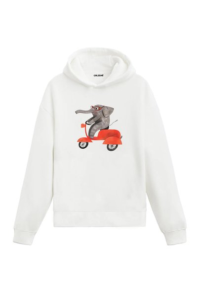 Colermi Elephant Design Hooded Sweatshirt with Scooter