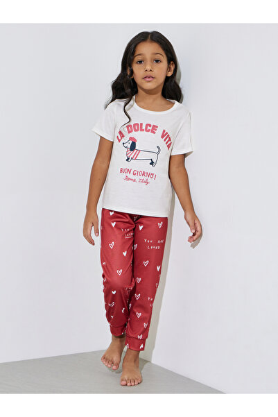 Styli Girls Graphic T-Shirt and Cuffed Pyjama Set