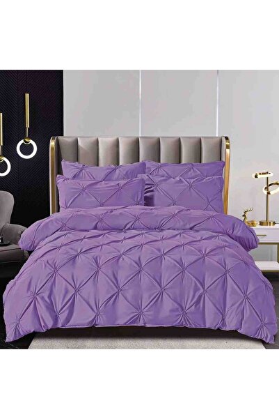 JOJO HOME Lenjerie de pat uni cu elastic si pliuri din finet, 6 piese, pat 2 ...