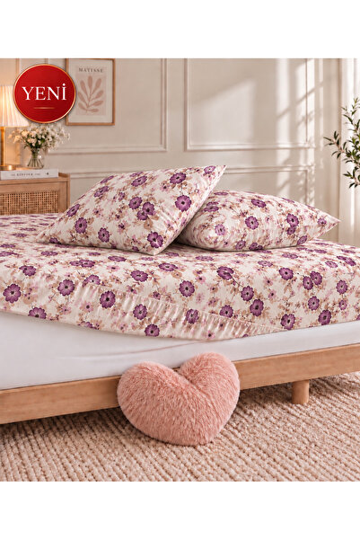 Sheri Home Lastikli Çarşaf Seti %100 Pamuk Yumuşak Dokulu-Kaymaz Tam Geçmeli ...