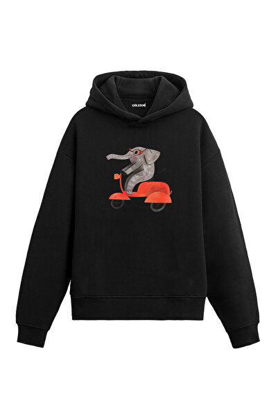 Colermi Elephant Design Hooded Sweatshirt with Scooter