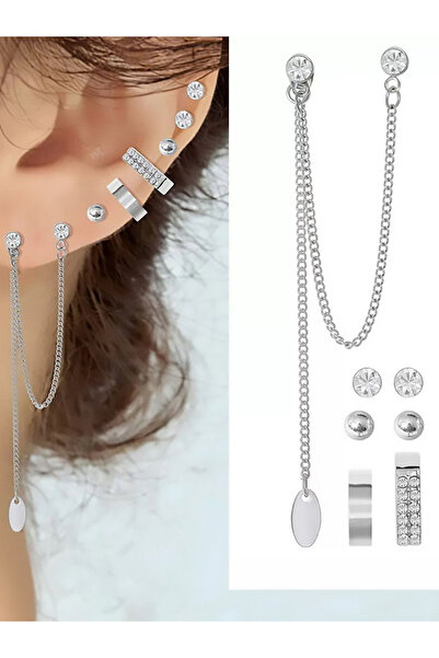 Styli Multipack Silver Tone Rhinestone Embellished Earring Set