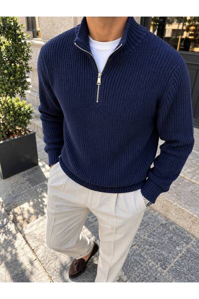 BY İMPALA MODA OVERSIZE SWEATER WITH SEMI ZIPPER