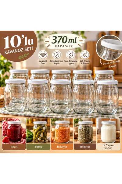 Genel Markalar 10’lu Orta Boy Cam Kavanoz Seti – 370 ml