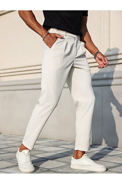 Take Two By Styli Men Beige Smart Casual Trousers