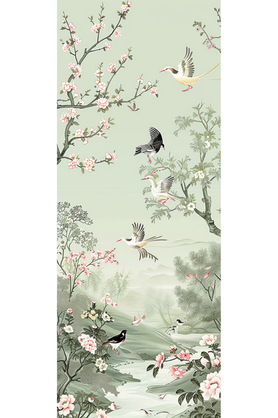 Müşteri özel ölçü 97x247 kuşlu poster