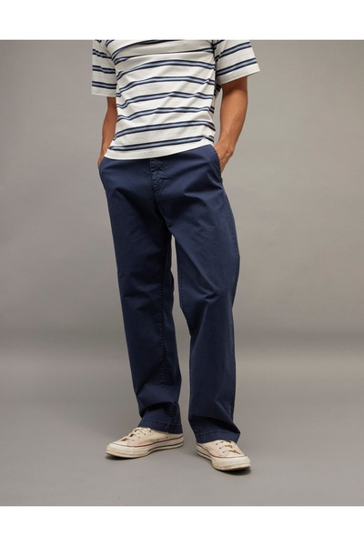 AMERICAN EAGLE بنطال AE Flex فضفاض بلون الكاكي