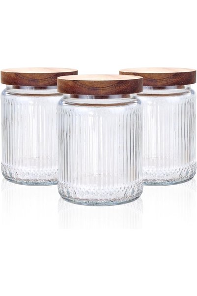 Generic Brand Set of 3 storage jars, glass, airtight, for food, transparent