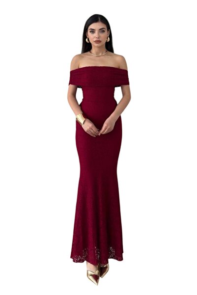 WOMAN VISION Rochie de damă căptușită din dantelă, cu decolteu tip Madonna, f...
