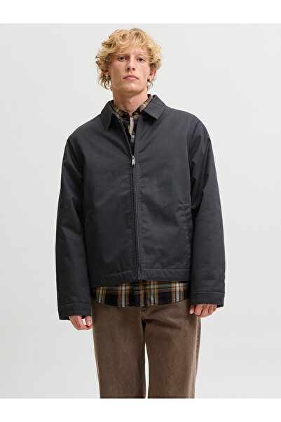 Jack & Jones Black JJECOLTON Zip-Up Worker Jacket