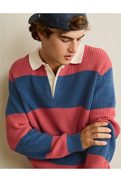 AMERICAN EAGLE قميص بولو للرجبي من نوع AE Shaker Stitch