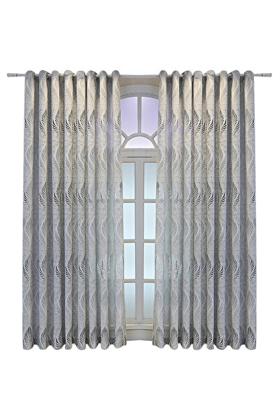 Styli 1-Piece Leaf Pattern Non-Blackout Curtain, 140x245cm Blue