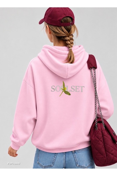 FUFLUNS سويت شيرت نسائي كبير الحجم بطباعة على الظهر من SOULSET