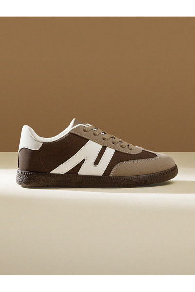 Take Two By Styli Womens Brown PU Leather Sneakers - Casual Sports Footwear