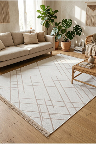 Eco Concept Antiquus Serisi Sade Düz Modern Eskitme Bambu Polyester Pamuk Taban Salon Halısı Yatak Odası Halısı