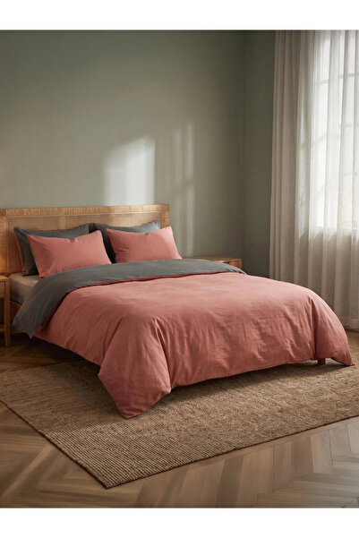 Styli 4-Piece Washed Cotton Comforter Set - Peach 180x220cm