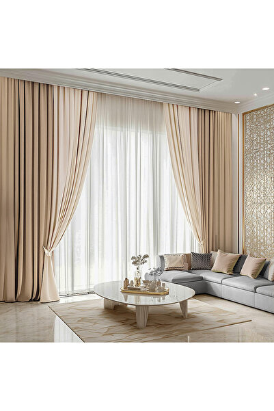 ArasyaHome Draperie de Catifea Duo / Bej-Ivory