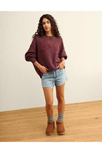 AMERICAN EAGLE سترة AE كبيرة الحجم ذات رقبة دائرية
