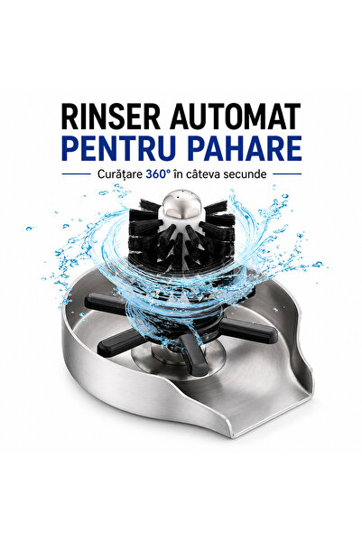 PYKA HOME SHOP Dispozitiv pentru Clatirea Paharelor, Rinser 360°, Otel Inoxid...