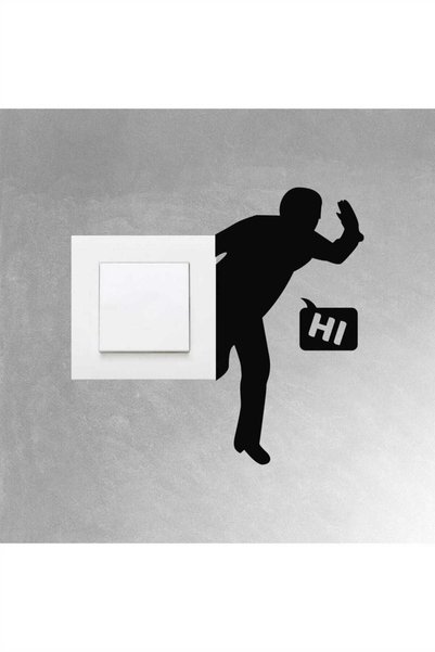 Hediyeni Al Hi! Black Shaded Man Decorative Wall Socket Sticker 15X8 cm