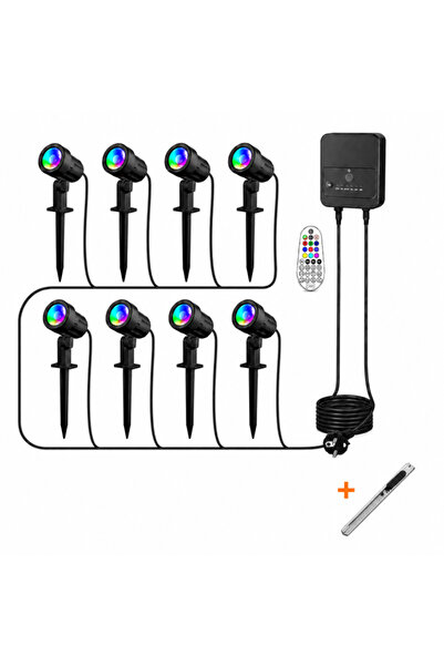 linke Set de 8 spoturi RGB, alimentate electric, cu priză UE 220V, 23 m, lămp...