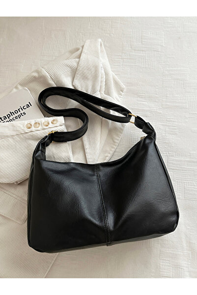 Take Two By Styli Black Faux Leather Shoulder Tote Bag