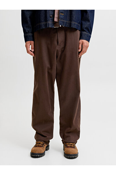 Jack & Jones Brown JPSTALEX Wide leg Denim Trousers
