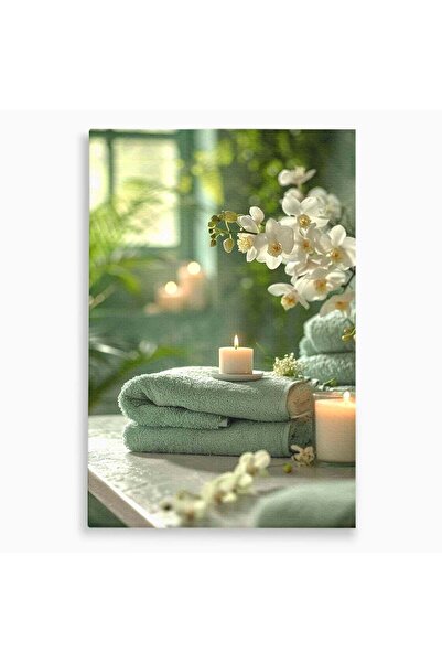 Luxcanva Tablou Canvas Zen Si Flori Albe 50x70 cm pe Sasiu Lemn Spa Plante Lu...