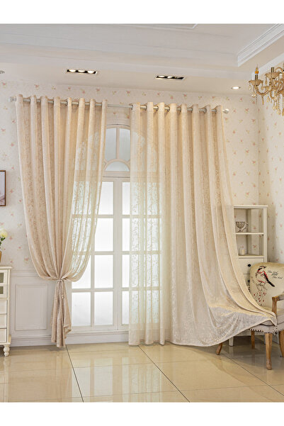 Styli 1-Piece Patterned Sheer Curtains, 140x260cm, Off White