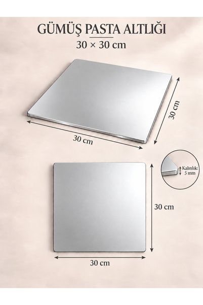 LİNORA Square Cake Base 30X30 cm – 5 mm Thick, Cake Base