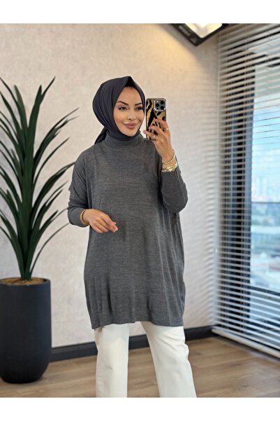 Afili 3399 Yarasa Triko Tunik Antrasit