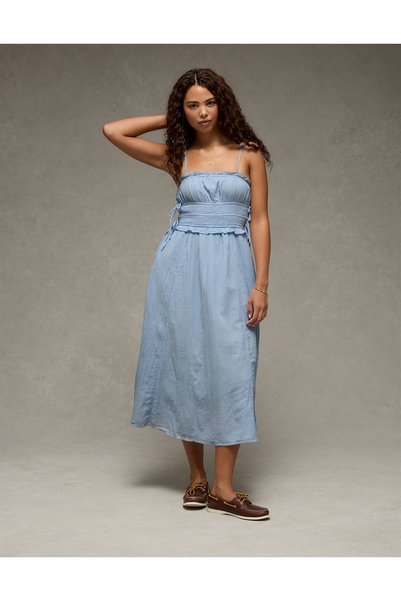 AMERICAN EAGLE AE Corded Smocking Midi Dress